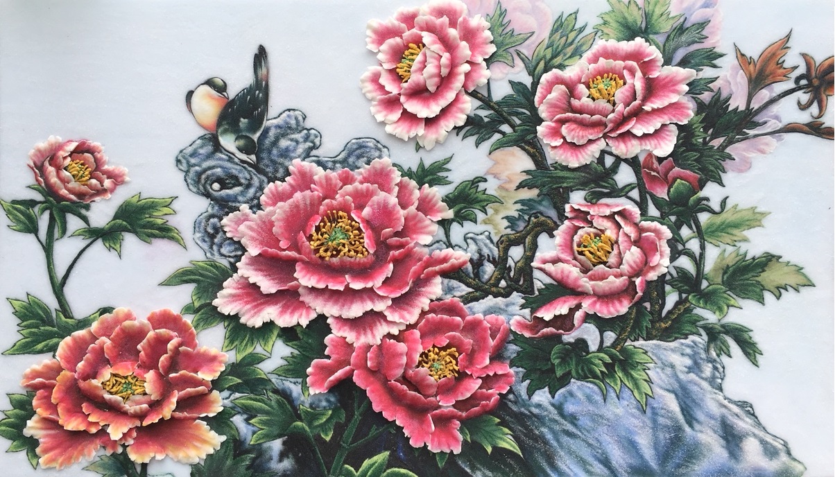 tranh đá quý hoa mẫu đơn